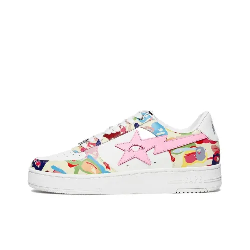 KIDSUPER x A BATHING APE Bapesta Low Топ Скейтборд Кроссовки Унисекс Белый Розовый