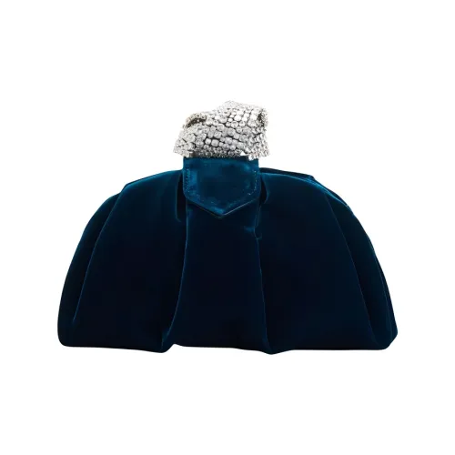 GIUSEPPE ZANOTTI GZ Бархатный клатч Маленький Женский Темно-циановый