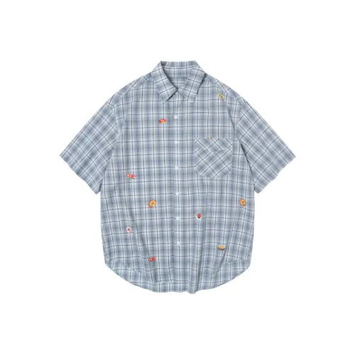 TGNS Короткий рукав рубашка унисекс винтажный синий