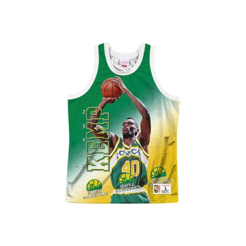 MITCHELL NESS Баскетбольная Джерси Унисекс Желтая Зеленая