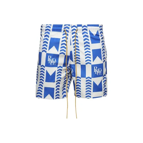 RHUDE Blue with White Lettering Men's Casual Shorts