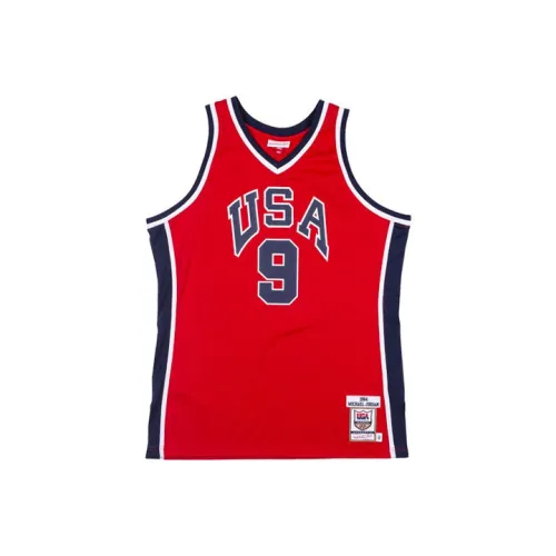 Mitchell Ness Красный Мужская баскетбольная футболка