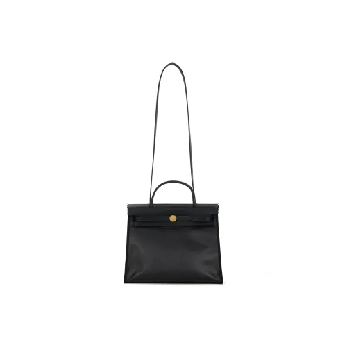 HERMES Herbag Zip H Plume Холст Hunter Коровья кожа Сумка через плечо Сумка через плечо Женская