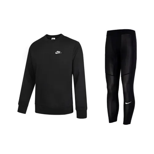 Nike Dri Fit Черный Свитшот + Черные Штаны Мужские Повседневная Спортивная Одежда