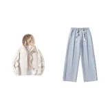 Набор (Абрикосовый топ + Розово-синий низ)