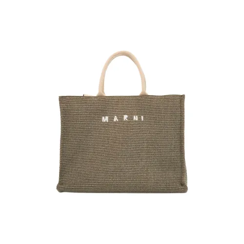 MARNI Cotton Тоут Сумка Сумка для покупок Сумка на плечо Сумка Большая Мужская Темно-оливковая