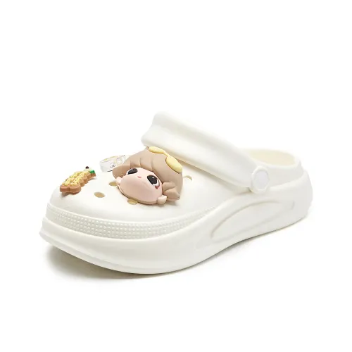 La Chapelle Кремовый Белый Мягкий Подошва Кремовый Обувь Свежий Образ Коммутирование Нишевый Повседневный Сабо Женская Белая