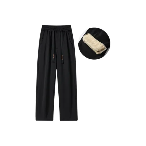 I.E Черный флис с подкладкой унисекс повседневные брюки