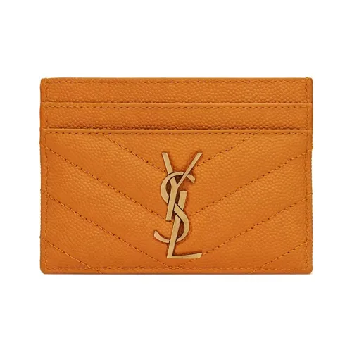 SAINT LAURENT Коровья кожа Держатель для карт Женский Коричневый