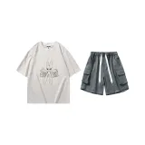 Комплект (Топ экрю + Штаны каменно-серого цвета)