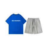 Синий топ + светло-серые шорты