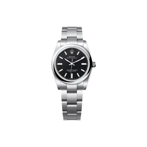 ROLEX Автоматический Механический Movement Женские Oyster Perpetual Часы 34 мм Черные