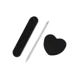 Черный и белый комплект из 3 предметов (Кисточка Эмери + Кристальная палочка + Губка в форме сердца)