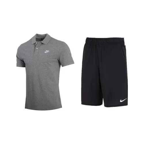 Nike Серый топ + Черные штаны Мужская повседневная спортивная одежда