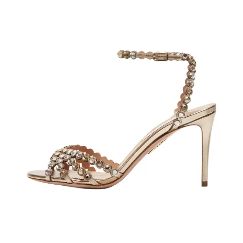 AQUAZZURA Tequila one Ремень Сандалии 8,5 см Женские Золотые