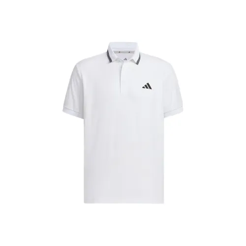 Adidas Короткий рукав рубчатая ткань мужское поло белый
