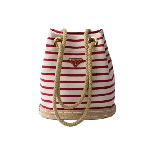 PRADA Хлопковая ведрообразная сумка сумка через плечо маленькая женская гранатовый желтый и красный