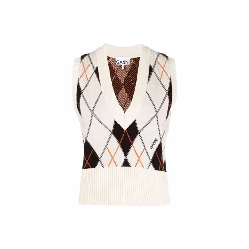 GANNI Бежевые Женские Майки