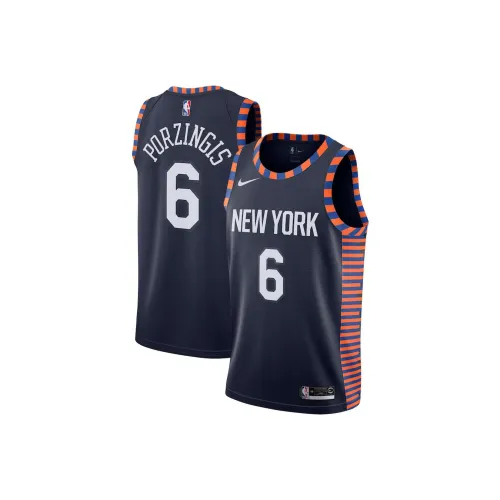 nike Баскетбольная Джерси Городская Edition Kristaps Porzingis Knicks Размер 6 Мужская Черная