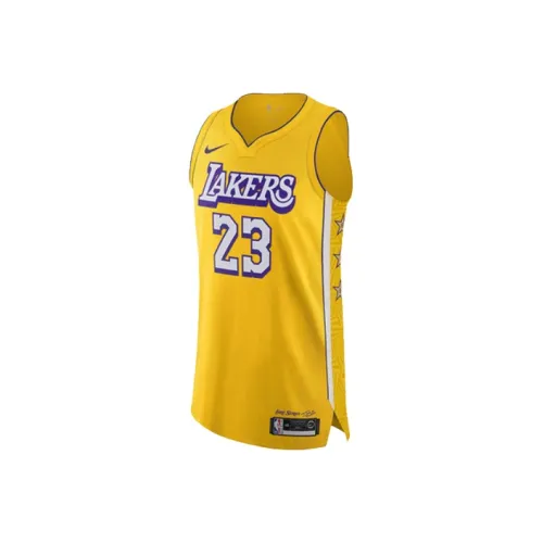 Nike Баскетбольная Джерси AU Игровая Версия 2019-2020 Los Angeles Lakers LeBron James Мужская Желтая
