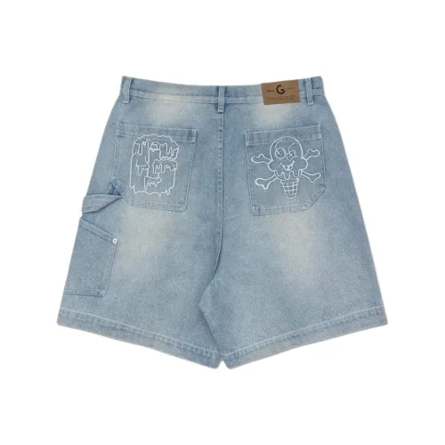 Мороженое Светло-синий Унисекс Джинсовые шорты