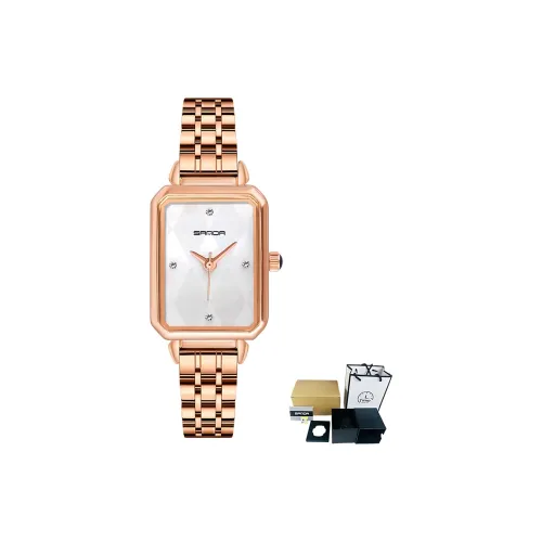 Sanda Кварцевый механизм нержавеющая сталь ремешок часы женские белый циферблат