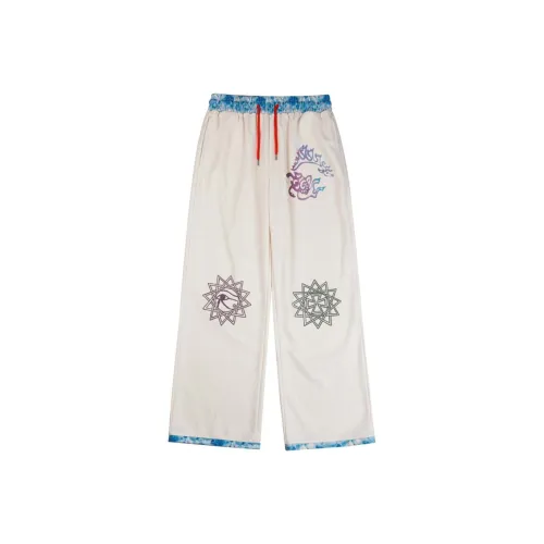BKCXZICE Осенний Свободный крой Тренировки BASKETBALL SWEATPANTS Модный Уличный Фитнес Прямой крой Повседневные штаны Унисекс Экрю