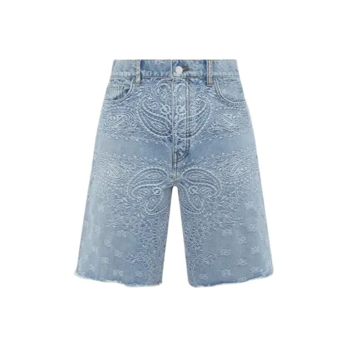 AMIRI Бандана Жаккард Скейтер Короткие Джинсовые Шорты Мужские Светло-Синие