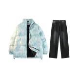 Комплект одежды (Цветной синий топ + черные серые штаны)