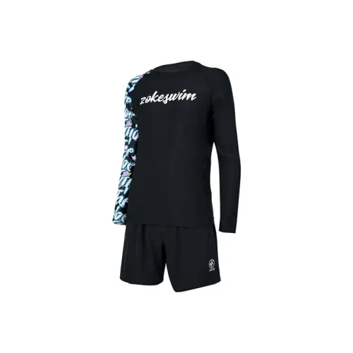 ZOKE Черный/Белый/Фиолетовый Шрифт Цветочный Дизайн Мужские Плавательные Шорты