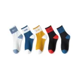 5 пар [Комбо 6] Белый + Темно-синий + Черно-красный + Чёрно-синий + Имбирно-желтый