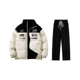 Комплект (Черный Абрикосовый Хлопковый пуховик + Черные Повседневные штаны)