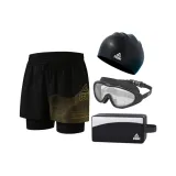 Черный Золото + Большая Рамка Очки для плавания + Шапочка для плавания + Сумка для плавания