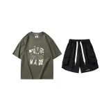 Комплект (Армейский зеленый топ + черные штаны)