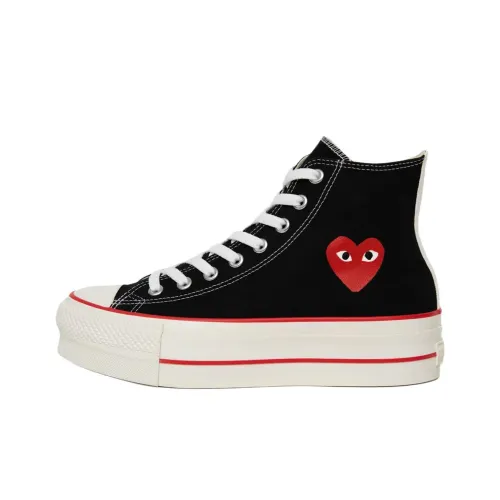 PLAY Comme des Garçons x Converse Chuck Taylor All Star High Top Canvas Shoes Unisex Black