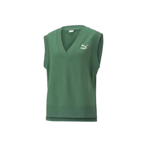 PUMA CLASSICS V-Neck Vest Tank Top Women's Green PUMA CLASSICS В-образный жилет майка женская зеленая