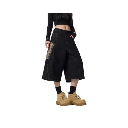 Pirkadat Черно-серый цвет унисекс джинсовые шорты