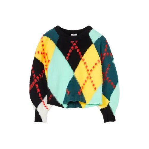 LOEWE SS22 Свободный крой Свитер Женский Зеленый и Желтый