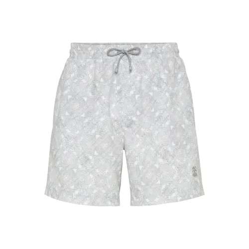 BRUNELLO CUCINELLI Пляжные шорты Мужские Светло-серые