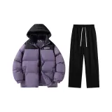 Thickened Set (Фиолетовый топ + Черные штаны с флисовой подкладкой)