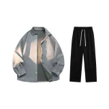 Повседневный комплект (темно-серый топ + черные повседневные штаны)