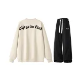 Комплект [Абрикосовый свитшот с круглым вырезом + черные штаны]