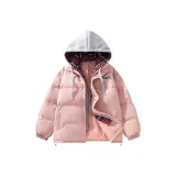 Розовый/Серый в клетку с капюшоном