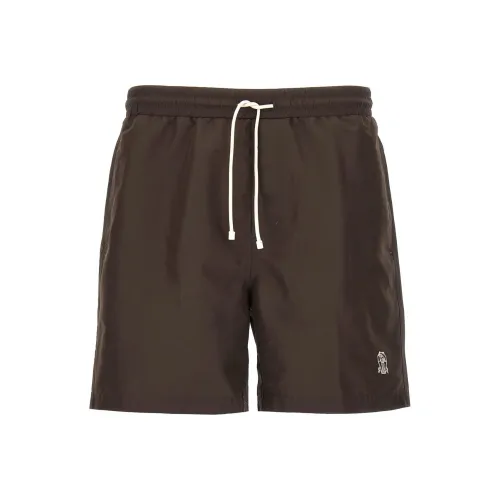 BRUNELLO CUCINELLI Пляжные шорты Мужские Коричневые