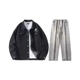 Set (Black Jacket + Light Blue Denim Pants)  
Комплект (Черная куртка + Светло-синие джинсовые штаны)