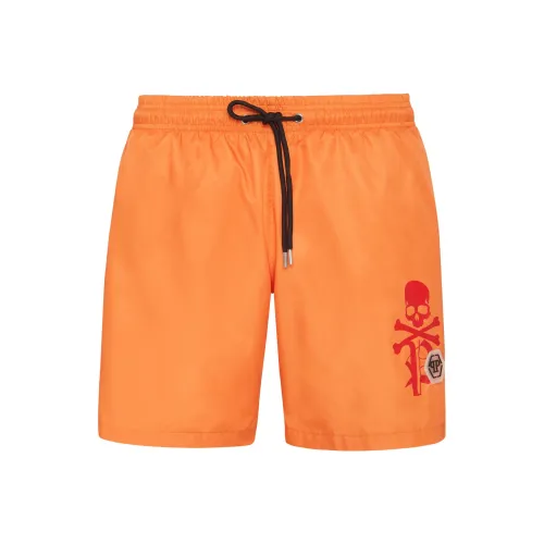 PHILIPP PLEIN Плавание Транкс Черепа BONES Повседневные шорты Мужской Апельсин