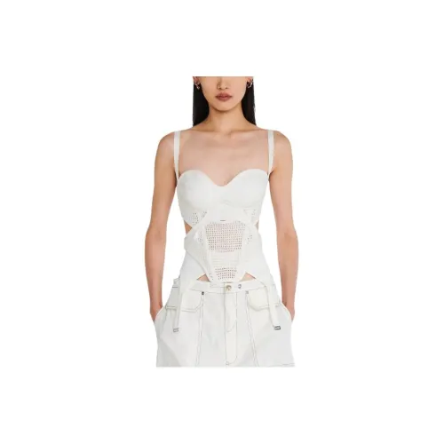 DION LEE SS24 Crochet Замок CORSET Майка Женская Айвори Айвори