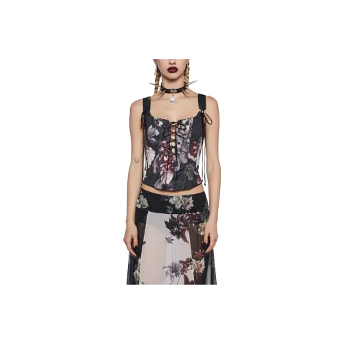 Dolls Kill Widow Basic Witchery CORSET Топ Майка Женская Цветочный Многоцветный