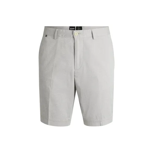 Hugo Boss Slim Fit Shorts из меланжевого саржа повседневные мужские светло-серые