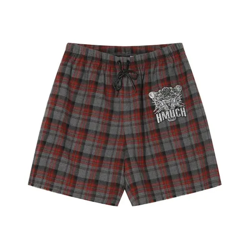 TCH Red Plaid Men's Casual Shorts TCH Красные Клетчатые Мужские Повседневные Шорты